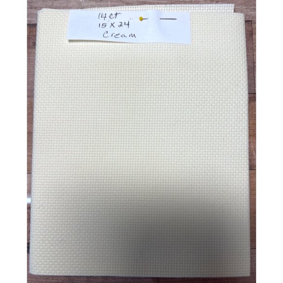 Cream Cross Stitch Fabric 14 Ct 15 X 24 Needlework Material - Picture 1 of 2